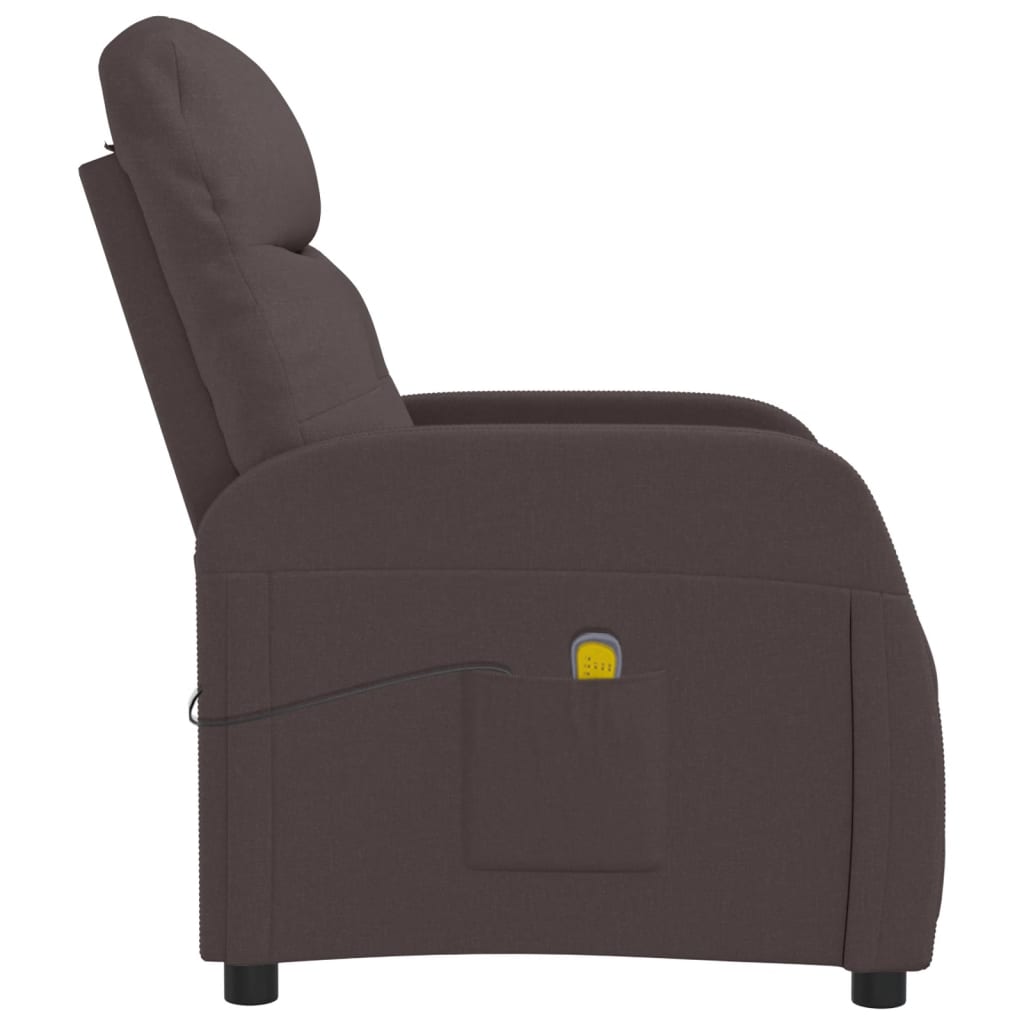 vidaXL Massage Chair Dark Brown Fabric