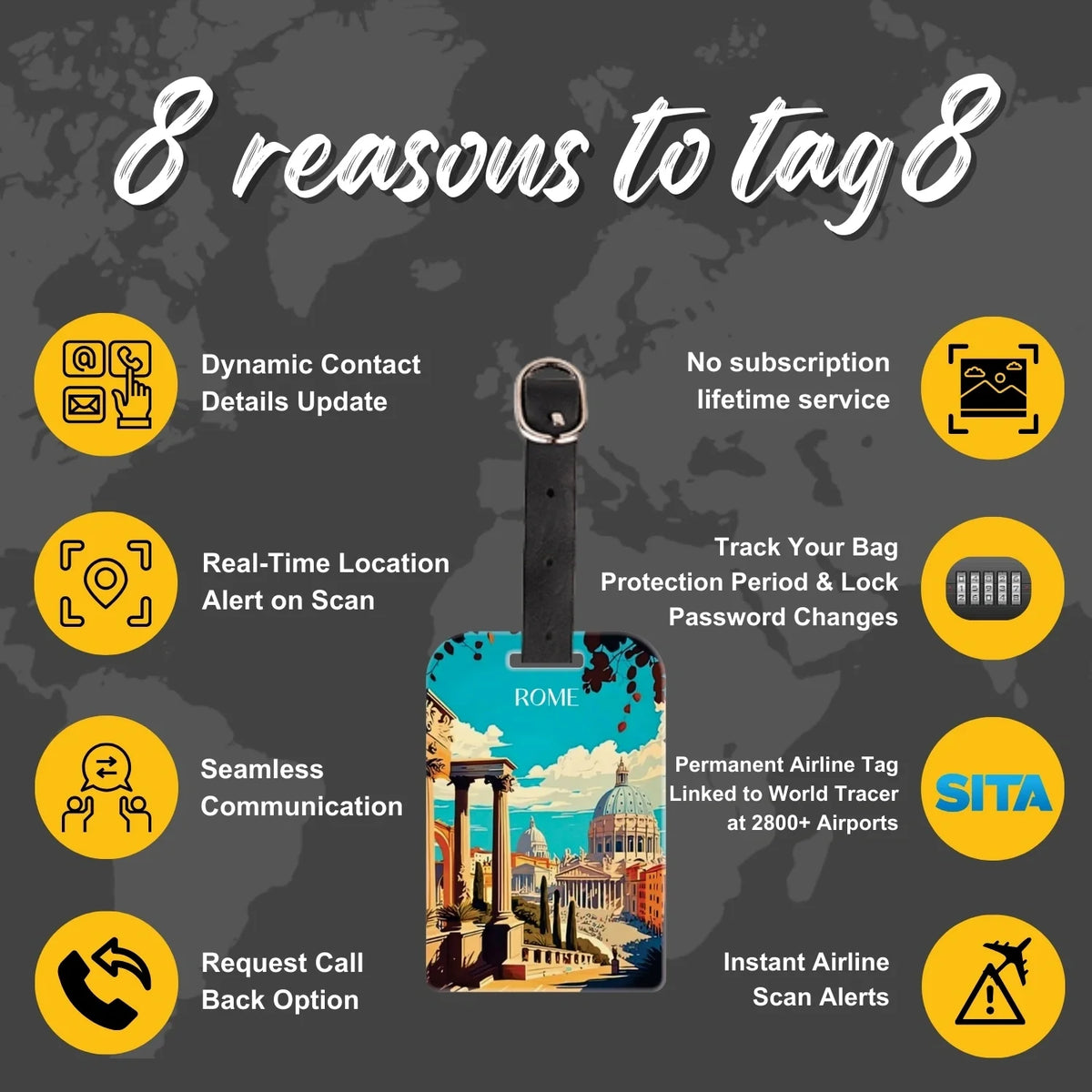 Smart Bag Security Tag - Rome [Pack 2]
